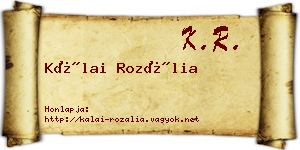 Kálai Rozália névjegykártya